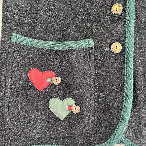 Vintage Austrian Trachten Jacket Omen's 34 Loden Wool Alpaca Boiled Wool Blazer - Picture 4 of 11